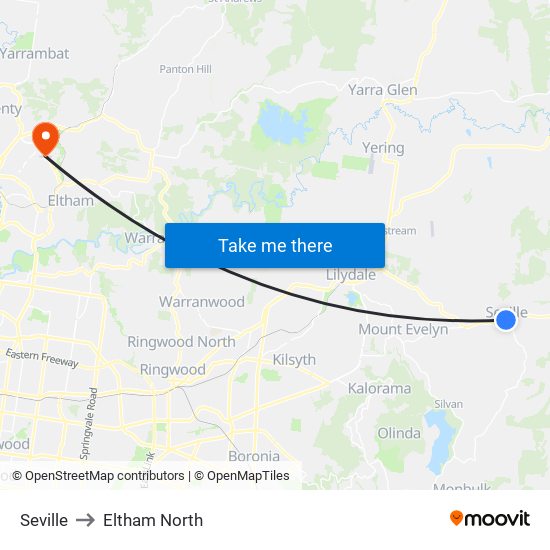 Seville to Eltham North map