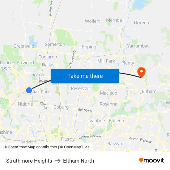 Strathmore Heights to Eltham North map