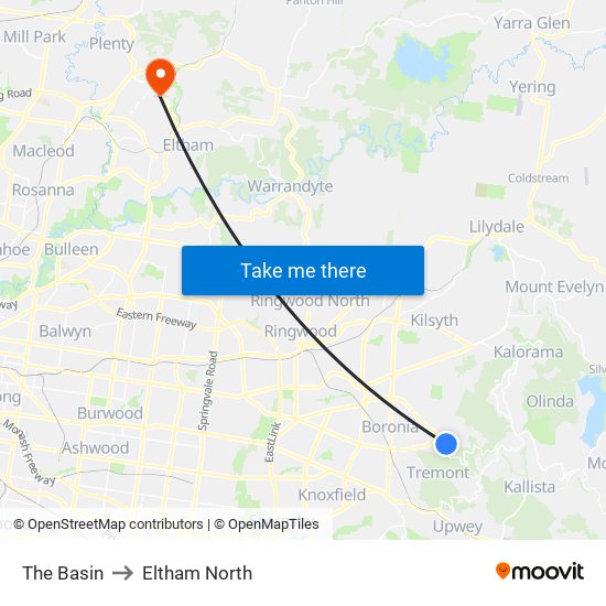 The Basin to Eltham North map