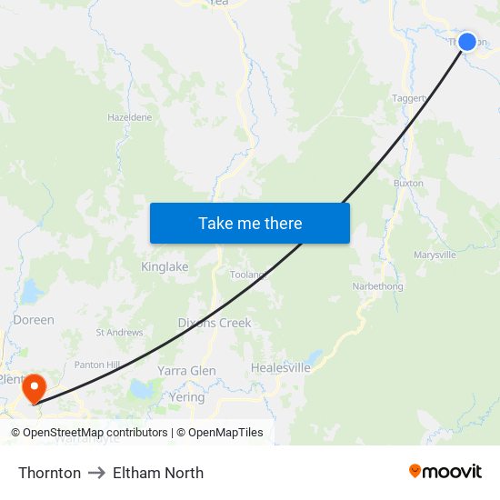 Thornton to Eltham North map