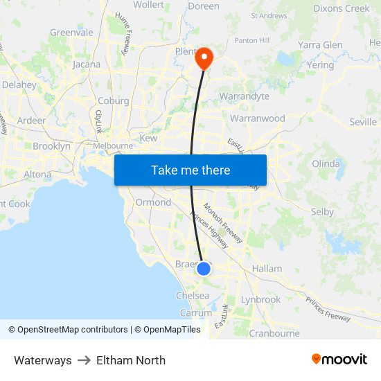 Waterways to Eltham North map