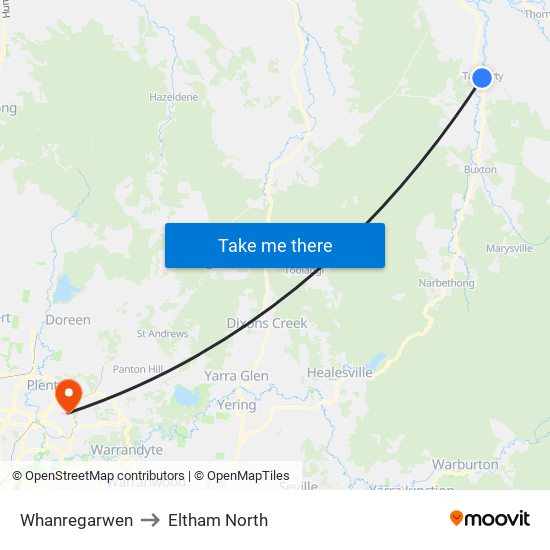 Whanregarwen to Eltham North map