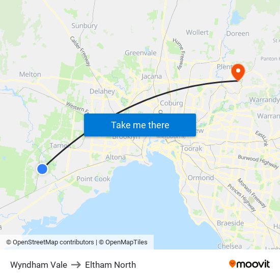 Wyndham Vale to Eltham North map