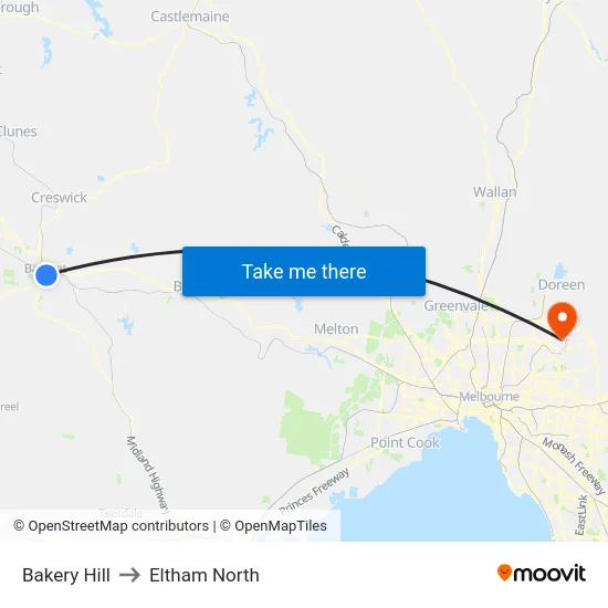 Bakery Hill to Eltham North map
