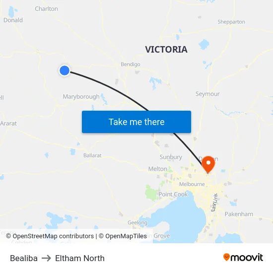 Bealiba to Eltham North map