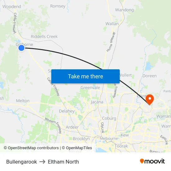Bullengarook to Eltham North map