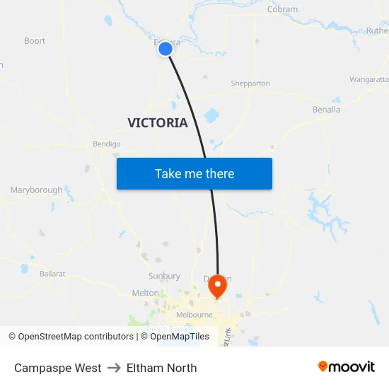 Campaspe West to Eltham North map