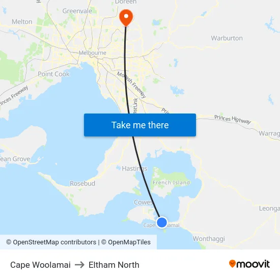 Cape Woolamai to Eltham North map