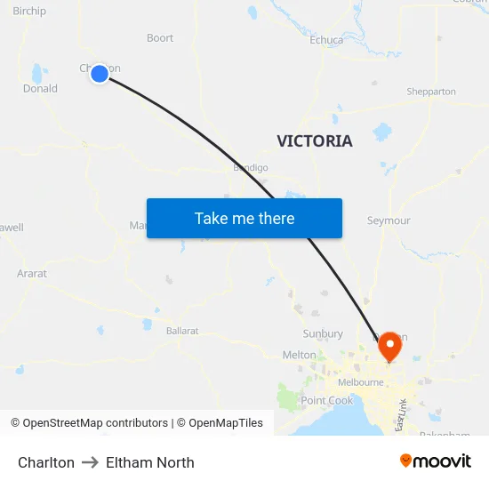 Charlton to Eltham North map