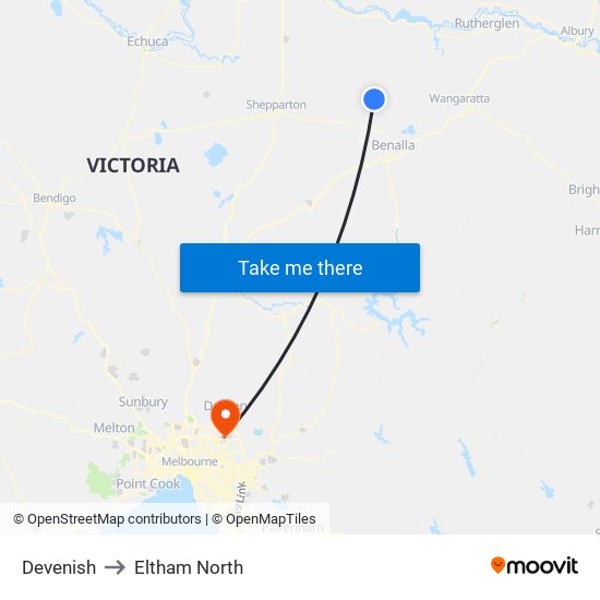 Devenish to Eltham North map