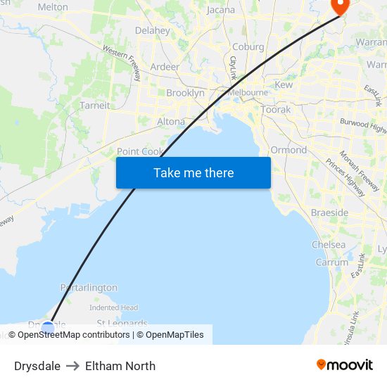 Drysdale to Eltham North map