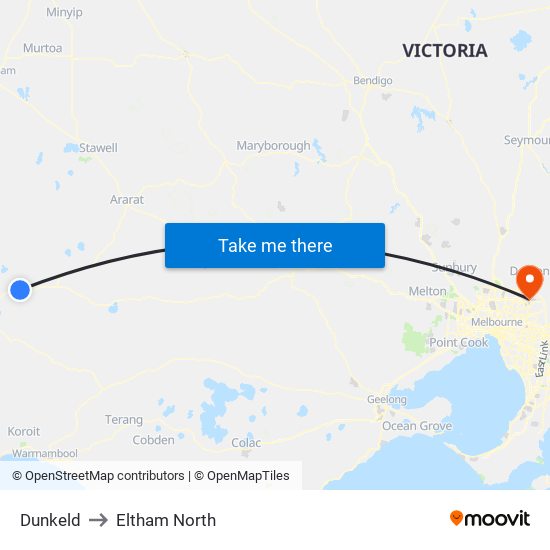 Dunkeld to Eltham North map