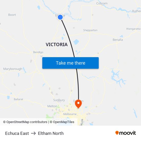 Echuca East to Eltham North map