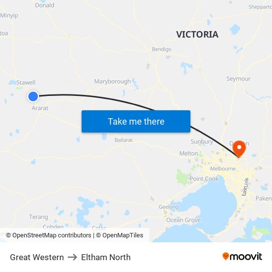 Great Western to Eltham North map