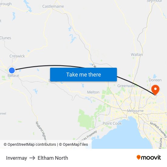 Invermay to Eltham North map