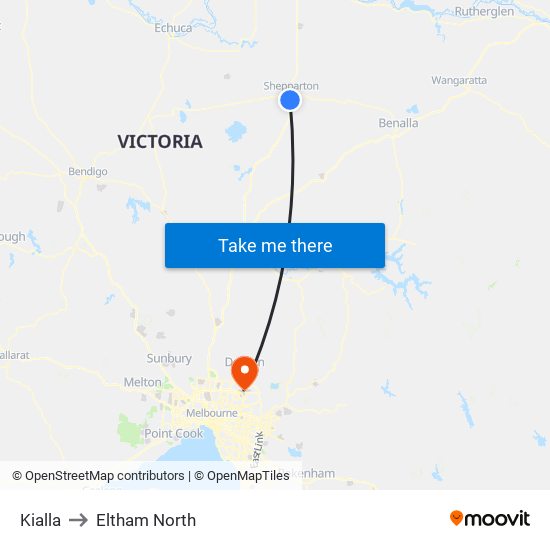 Kialla to Eltham North map