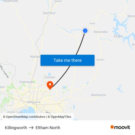 Killingworth to Eltham North map