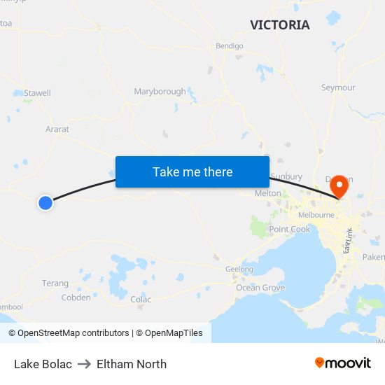 Lake Bolac to Eltham North map