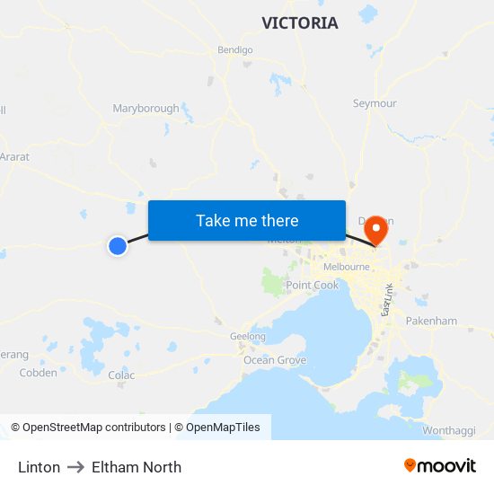 Linton to Eltham North map