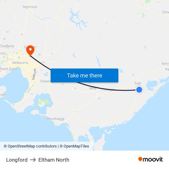 Longford to Eltham North map