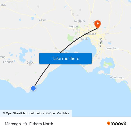 Marengo to Eltham North map