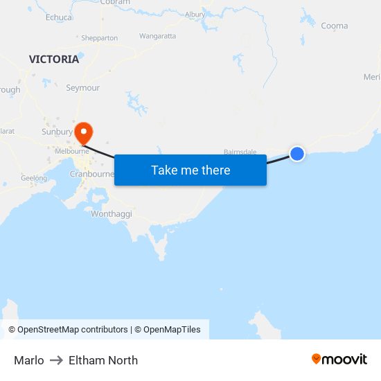 Marlo to Eltham North map