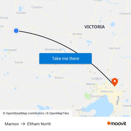 Marnoo to Eltham North map