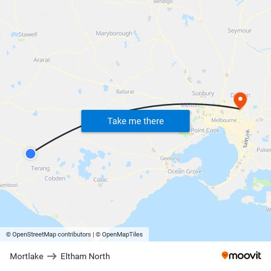 Mortlake to Eltham North map