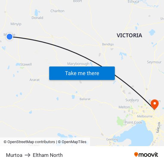 Murtoa to Eltham North map