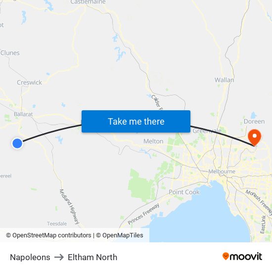 Napoleons to Eltham North map
