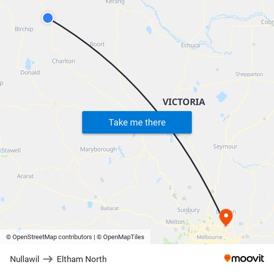 Nullawil to Eltham North map