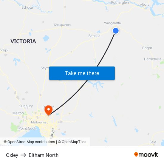 Oxley to Eltham North map