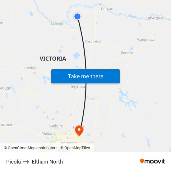 Picola to Eltham North map