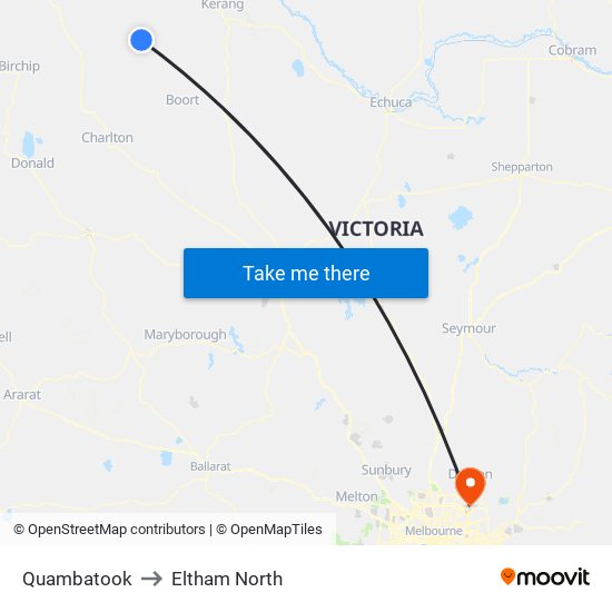 Quambatook to Eltham North map