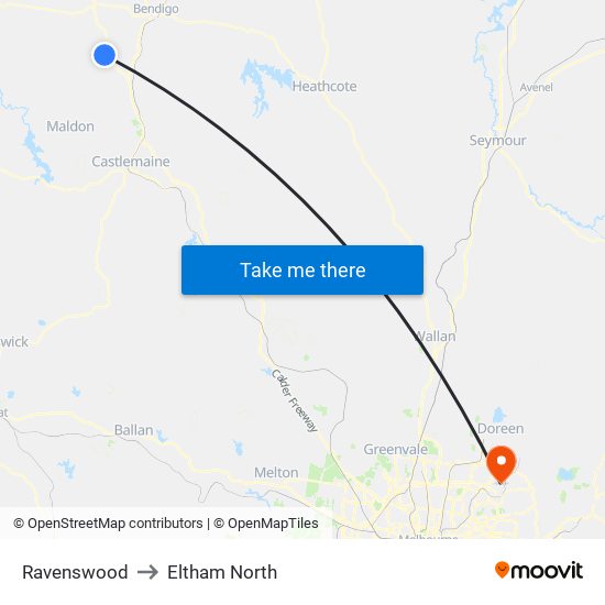 Ravenswood to Eltham North map