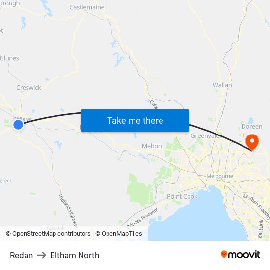 Redan to Eltham North map