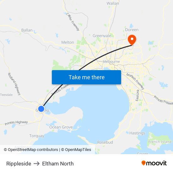 Rippleside to Eltham North map