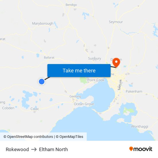 Rokewood to Eltham North map