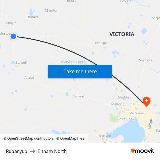 Rupanyup to Eltham North map