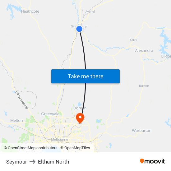 Seymour to Eltham North map