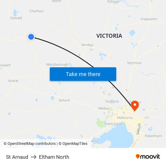 St Arnaud to Eltham North map