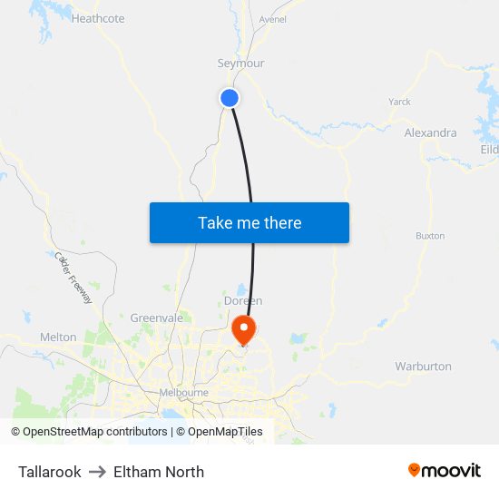Tallarook to Eltham North map