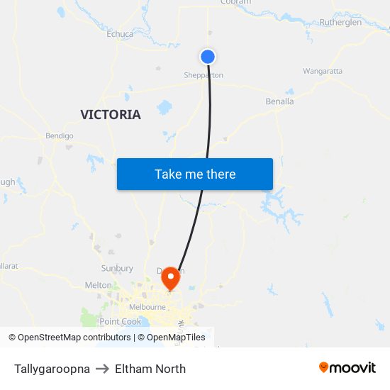 Tallygaroopna to Eltham North map