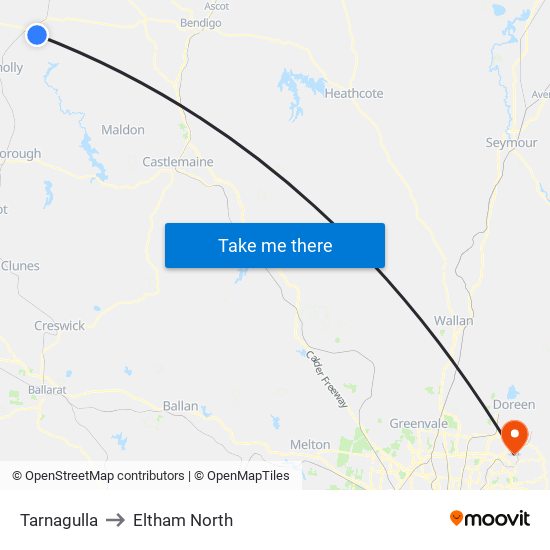 Tarnagulla to Eltham North map