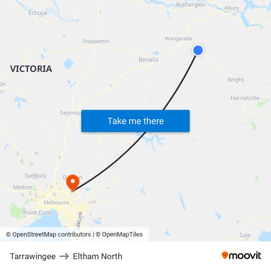 Tarrawingee to Eltham North map