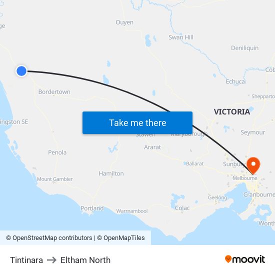 Tintinara to Eltham North map