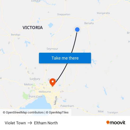 Violet Town to Eltham North map