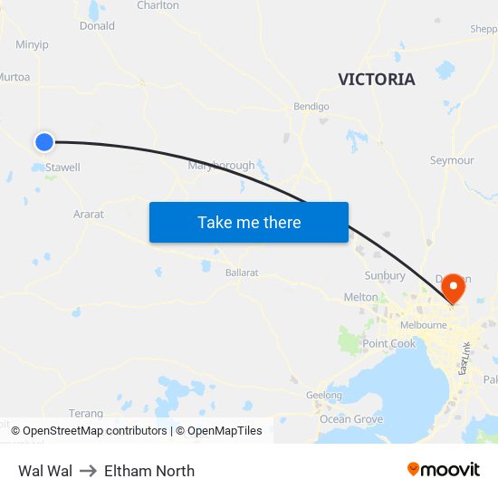 Wal Wal to Eltham North map