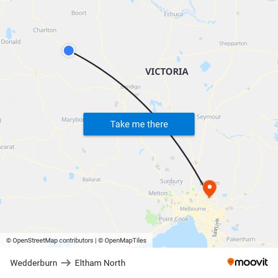 Wedderburn to Eltham North map