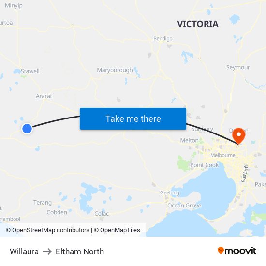 Willaura to Eltham North map